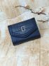 Crocodile Embossed Metal Decor Small Wallet