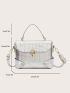 Mini Metallic Crocodile Embossed Flap Square Bag