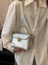 Mini Metallic Crocodile Embossed Flap Square Bag
