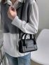 Mini Crocodile Embossed Flap Square Bag