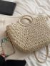 Drawstring Detail Straw Bag