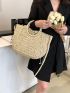 Drawstring Detail Straw Bag