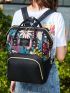 Tropical Pattern Studded Decor Classic Backpack, Mothers Day Gift For Mom