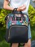 Tropical Pattern Studded Decor Classic Backpack, Mothers Day Gift For Mom
