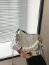 Mini Metallic Letter Graphic Heart & Faux Pearl Decor Bucket Bag