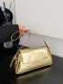 Metallic Crocodile Embossed Flap Baguette Bag