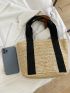 Two Tone Straw Bag Small Vacation Beach Bag