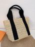 Two Tone Straw Bag Small Vacation Beach Bag
