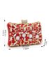 Mini Rhinestone & Flower Decor Chain Box Bag