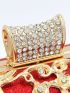 Mini Rhinestone & Flower Decor Chain Box Bag