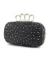 Mini Rhinestone & Flower Decor Chain Box Bag