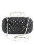 Mini Rhinestone & Flower Decor Chain Box Bag
