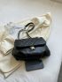 Quilted Twist Lock Flap Ruched Bag