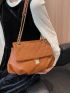 Quilted Twist Lock Flap Shoulder Bag