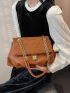 Quilted Twist Lock Flap Shoulder Bag