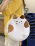 Cat Embroidered Circle Bag
