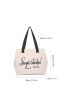 Letter Graphic Shoulder Tote Bag