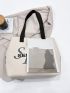 Letter Graphic Shoulder Tote Bag