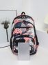 3pcs Colorblock Letter Patch Decor Functional Backpack Set