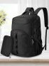 Men Honeycomb Pattern Release Buckle Decor Travel Backpack With Coin Purse
