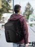 Men Honeycomb Pattern Release Buckle Decor Travel Backpack With Coin Purse