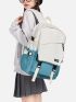 Two Tone Release Buckle Decor Functional Backpack