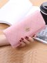Crown Decor Quilted Long Wallet