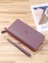 Letter Graphic Metal Decor Long Wallet