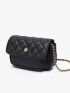 Quilted Embossed Flap Crossbody Bag