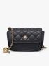 Quilted Embossed Flap Crossbody Bag