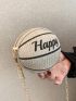 Mini Glitter Letter Graphic Chain Circle Bag