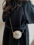 Mini Glitter Letter Graphic Chain Circle Bag