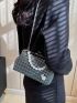 Rhinestone & Faux Pearl Decor Kiss Lock Chain Dome Bag