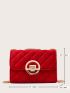 Mini Neon Red Quilted Flap Shoulder Bag