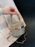 Mini Rhinestone Decor Chain Bucket Bag
