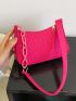 Mini Neon Pink Crocodile Embossed Chain Decor Hobo Bag