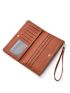Minimalist Long Wallet PU Bi-fold Button Decor