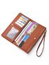 Minimalist Long Wallet PU Bi-fold Button Decor
