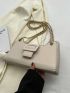 Buckle Decor Chain Baguette Bag