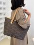 Letter Graphic Shoulder Tote Bag