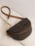 Letter Graphic Chain Flap Saddle Bag