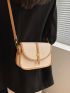 Contrast Binding Flap Square Bag