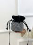 Mini Rhinestone Decor Drawstring Design Bucket Bag