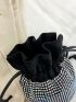 Mini Rhinestone Decor Drawstring Design Bucket Bag