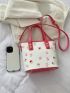 Floral Embroidered Contrast Binding Bucket Bag