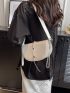 Chain Decor Flap Saddle Bag