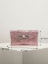 Rhinestone Bow Decor Flap Square Bag