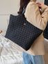 Quilted Detail Shoulder Tote Bag