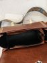 Embroidered Detail Flap Satchel Bag With Bag Charm