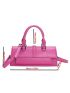 Neon Pink Flap Baguette Bag
